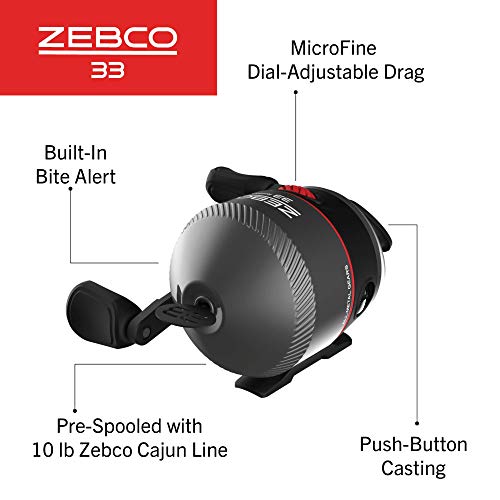 Zebco 33 Rhino Tough Spincast Reel and 2Piece Fishing Rod Combo