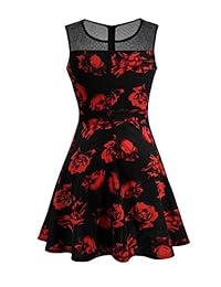 Sylvestidoso vestido de fiesta de cóctel para mujer, sin mangas, plisado, con tela estampada