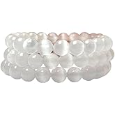 Crystal Treasure 8mm Selenite Round Beads Stretch Bracelet