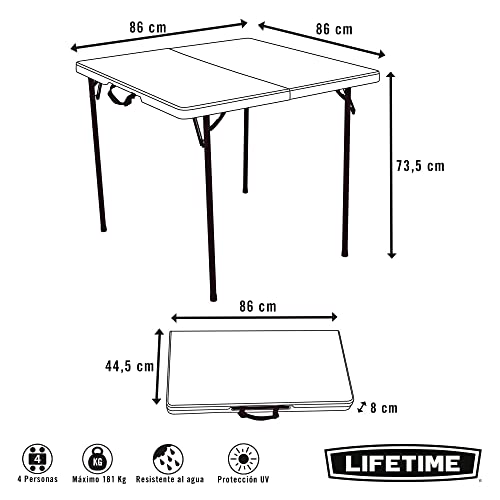Lifetime 80273 Fold in Half Square Table, 34 Inch, White Pricepulse