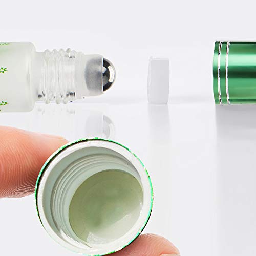 Essential Oil Flower Printing Roller Bottle - 10Ml Glass Bottles with Stainless Steel Roller Balls, Rainbow color Set (pack of 18) Including Extra 2 Roller Balls,2 Droppers,2 Funnels,1 opener by MUB - Thumbnail 3