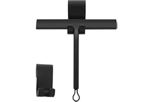 wlich Shower Squeegee for Glass Doors and Bathroom, Stainless Steel with Silicone Blade, Window and Mirror Cleaner with No-Drill Hook, Streak-Free Cleaning Tool