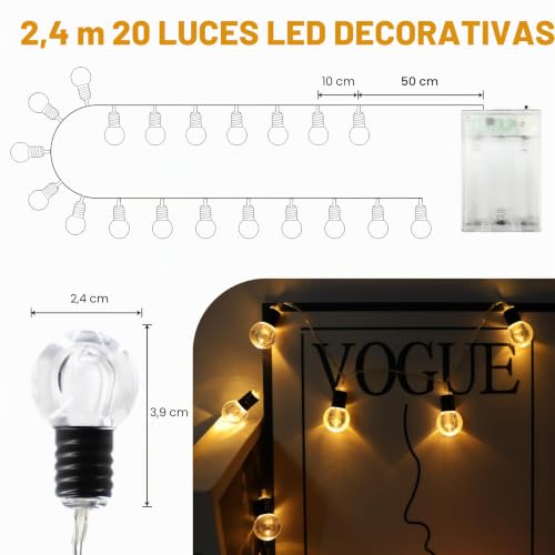 A.bigwhale String Lights Battery -20 LED Fairy Lights with Timer, Warm White Mini Bulb Fairy Lights for Indoor, Bedroom, Party, Christmas, Wedding, Led Battery Christmas Decorations