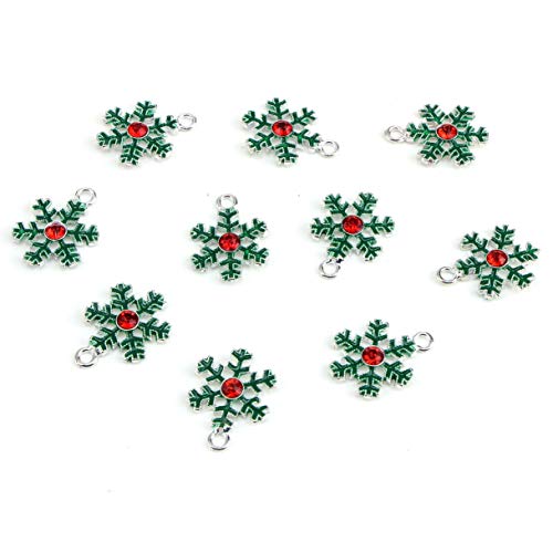 20 Pcs Assorted Enamel Charm Pendant Silver Plated Christmas Tree Snowflake Garland Bell Dainty Dangle Crafting Accessories Decorations for Necklace Bracelet Ankle Earring Jewelry DIY Making