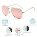 YuFalling Polarized Aviator Sunglasses for Men and Women (gold frame/pink lens, 58)