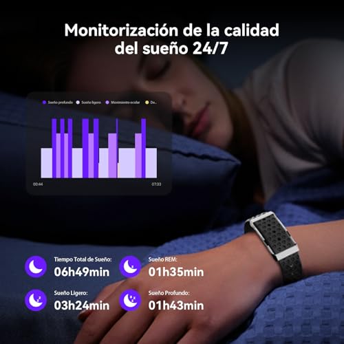 iSo Tech Smart Bracelet Without Screen, Smartwatch Fitness Tracker Woman Man with AI Analysis, Monitoring 24/7 Activity, Sleep & Heart Rate, Multisport Mode, Battery 35 Days IP68