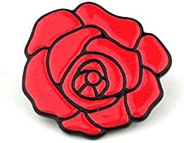 Cartoon Rose Brooch - Unisex Fashion Accessory, Collar Tips Shirt Lapel Pin, Sweater Brooch (GQ inspired) (Red)