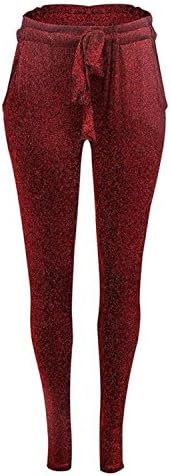 FunnyKing pants Gliter Skinny Pants High Waist Women Big Bow Lace Pants Gloria Pencil Pants Extender Trousers