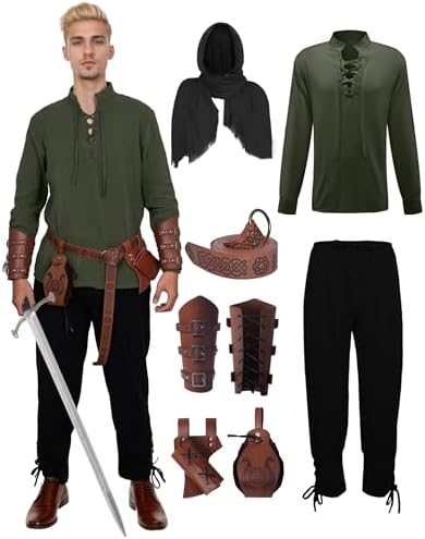 Cinturón de piel de caballero medieval para hombre, estilo renacentista
