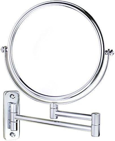 Gloriastar Wall Mount Makeup Mirror - 1x/5x Magnification 8-Inch Two-Sided Cosmetic Mirror Chrome Finish