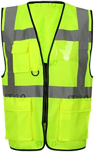 Stylo OnlineStylo Online Executive Hi Viz Vest High Vis Visibility Zip Vests Reflective Security Work Contractor Safety Workwear Waistcoat Jacket Top (HV330 Yellow,3XL)