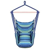 Lovinland Portable Hammock Chair, Hanging Chair Rope Swing Cotton Patio Yard Porch Sky Chair with Pillows for Indoor Outdoor Use