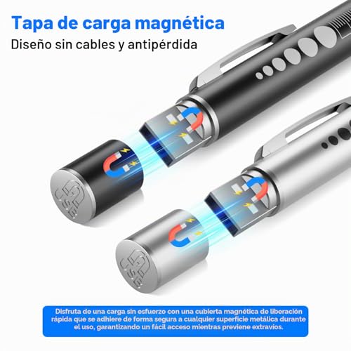 BlueYu USB Rechargeable Medical Flashlight (2 PCS), Medical Light with Pupil Indicator and Digital Display, 2 Modes Warm/White Light, Ideal for Doctors, Nurses and Nursing Students