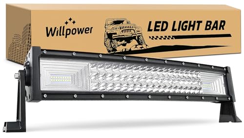 Willpower 22 inch Curved LED Light Bar 270W Spot Flood Combo Triple Row Led Off road Driving Fog Lights with Mounting Bracket for Car Tractor Truck ATV SUV Boat