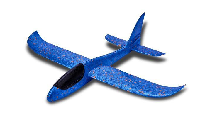Leftfield Toys Foam Flyerz - 48cm Foam Glider Plane - Blue - Throwing Airplane Toy - Outdoor Fun - Lightweight and Easy-to-Assemble - Hand Launch Glider - For Kids and Adults