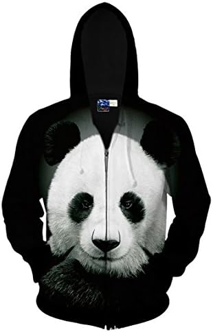 HiRosy Unisex Animal Zip Up Hoodie All Over Print Jacket Sweatshirt For Men &amp; Women (Panda, 2X-Large/3X-Large)