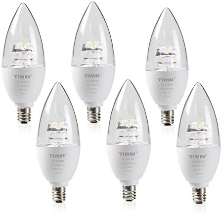 TIWIN LED Chandelier Bulb 6 Pack, 40 Watt Equivalent, Soft White (2700K), Bright 420lm, B11 Decorative Candle, Dimmable, Candelabra Base, UL-Listed