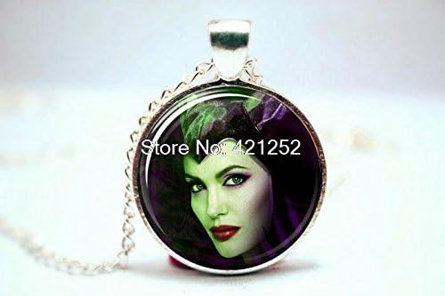 Pretty Lee 2015 Fashion Maleficent Angelina Jolie Sleeping Beauty Necklace Glass Photo Cabochon Necklace Christmas gift