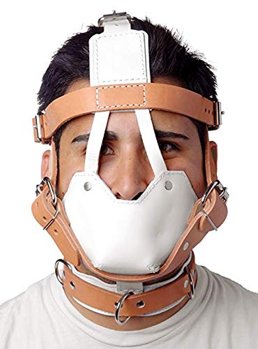 Strict Leather White and Tan Hospital Style Leather Muzzle