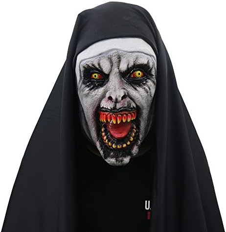 Anferstore Halloween Props The Conjuring 1 Devil Nun Horror Masks with Wimple Costume