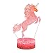 3D Illusion monocerous Unicorn Night Lamp, 7 Color Change, Touch White Crack Base