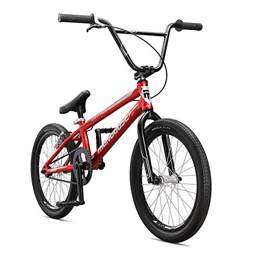 Mongoose Title Pro XXL BMX Race Bike with 20-Inch Wheels in Red for Beginner to Intermediate Riders, Featuring Lightweight Tectonic T1 Aluminum Frame and Internal Cable Routing