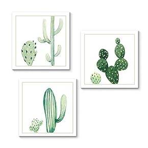 3 Piece Canvas Wall Art for Living Room Bedroom Home Artwork Green Plant Leaf Paintings Ready to Hang - 12"x12"x3 Panels
