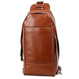 Leathario Mens Leather Sling bag backpack chest bag shoulder crossbody bag Multipurpose Daypacks