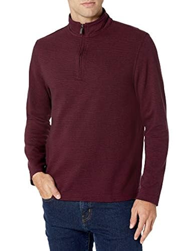 Van Heusen Men's Flex Long Sleeve 1/4 Zip Ottoman Solid Shirt