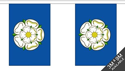 Yorkshire New Yorkshire Bunting 9 Metre Length With 30 Flags 9"X6" 100% Woven Polyester