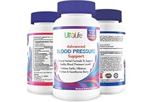 ULTALIFE Blood Pressure Supplements - Advanced Blood Pressure Supplement Complex - Hawthorn Berry, Hibiscus, Garlic, Forskolin - 14 Vitamins & Herbs, 30 Day Supply in Veggie Capsules