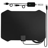 Indoor TV Antenna, 120 Miles Digital HDTV Amplified Antennas Freeview 4K 1080P HD VHF UHF for Local Channels with Signal Amplifier Support All Television-13ft Coax Cable