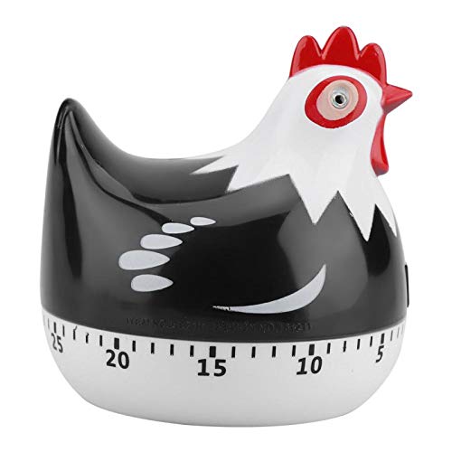 Novelty Chicken Kitchen Timer Mechanical Rotating Alarm for Cooking Baking Countdown Clock Reminder Tool for Cooking Baking,Timer Goes Up to Sixty Minutes(black)