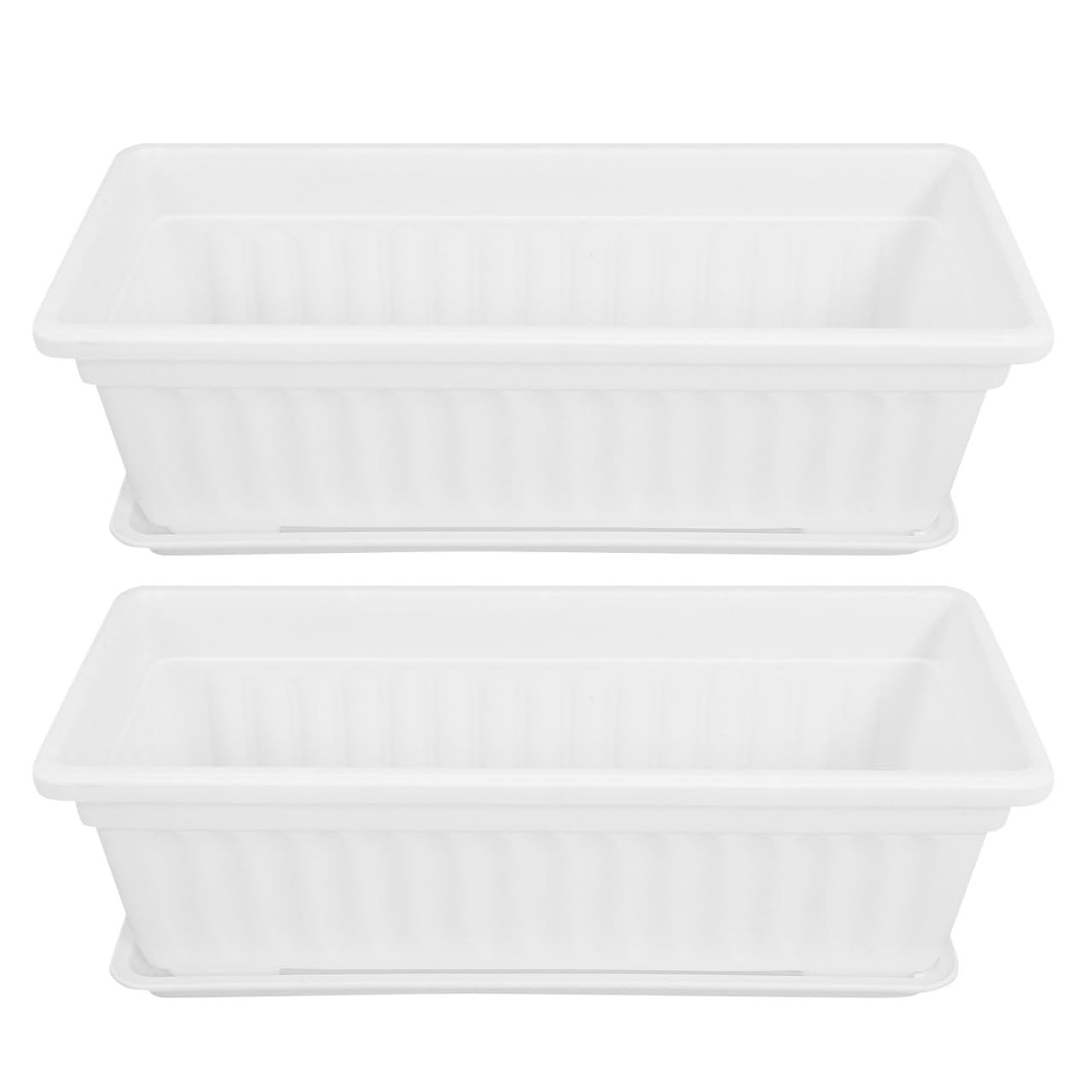 Photo 1 of Healvian 2Pcs Window Box Planter Rectangular Pots Box Plastic Windowsill Planting Pots with Tray for Balcony Patio Porch (White)