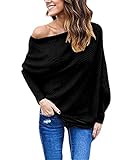 JOYCHEER Women's Off Shoulder Batwing Sleeve Loose Pullover Sweater Knit Jumper