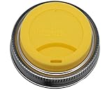 Silicone Drinking Lid with Stainless Steel Band for Mason Jars (Lemon Yellow, Regular Mouth)