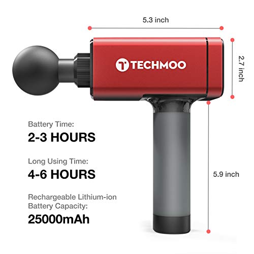 Massage Gun Portable Massage Gun Quietes Device Deep Muscle Fascia Tissue Massage Gun with Carry Case 4 Speed Levels Settings 4 Heads for Activities Lovers Professional Muscle Relieves Red