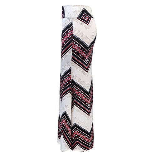 Women Fashion Summer Printed High Waisted Beach Maxi Skirts Long Skirt(Geometric 4), M