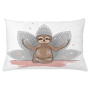 Decorative Pillow Covers Little Sloth Meditation Lotus Flower Yoga Asana Positions Motivational Fun Pillowcases Cushion Cover Throw Home Decor for Sofa Car Bedroom(45x45cm)
