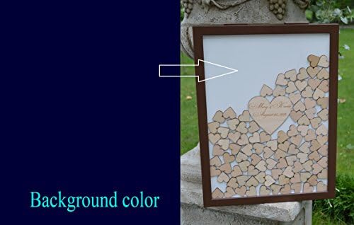 Alternative Guest Book Wedding Guest Book Personalized Drop Top box Heart Guestbook Custom wedding guestbook Memory Box Brown Guestbook (50 hearts, Navy)