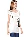 Allegra K Women's Round Neck Short Sleeve Cat Prints Loose Tunic Top L White