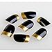 False Nails Bling Art French Fake Dipped in Gold Squoval 24 Acrylic Medium Tips