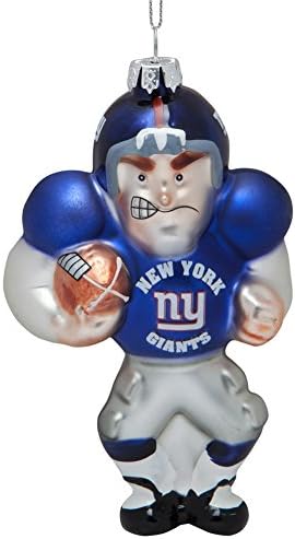 New York Giants 5 1/2" Blown Glass Football Player Ornament