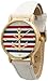 Women's Geneva Multi Color Striped Anchor Leather Watch - White