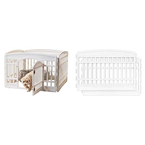 IRIS 24'' Panel Exercise Pet Playpen with Door, White with IRIS