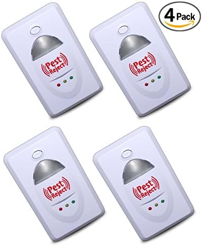 C-Caravan pest repellent reject 2 in 1 Electromagnetic and ultrasound Repels Rodents and Insects with US Adapter 4 Pack