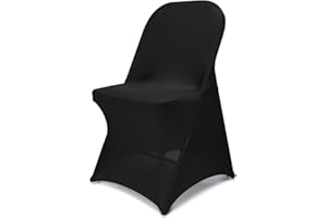Babenest Spandex Folding Chair Covers Halloween Upgraded 10 PCS Universal Stretch Washable Fitted Chair Slipcovers Protector for Wedding, Holidays, Banquet, Party, Celebration (Black)