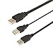 SaiTech IT USB 2.0 Type A Male to Dual USB A Male Y Splitter Cable Cord Black