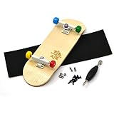 PROlific Complete Fingerboard with Upgraded Components - Pro Board Shape and Size, Bearing Wheels, Trucks, and Locknuts - 32mm x 97mm Handmade Wooden Board - Everything is Awesome Edition