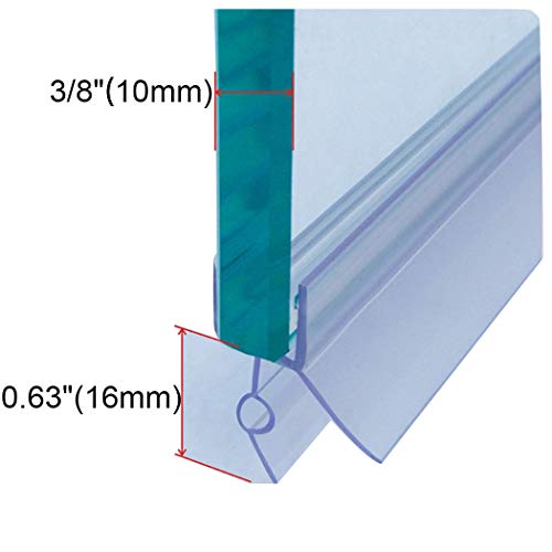 Cozylkx Frameless Shower Door Bottom Seal with Drip Rail for 3/8"(10mm